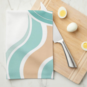 Paño De Cocina Naranja azul ondulado colorido abstracto