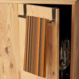 Paño De Cocina Naranja Brown Black Stripes
