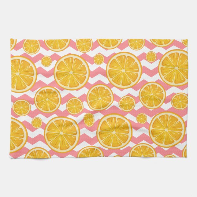 Paño De Cocina Naranja Citrus Chevron Stripes (Horizontal)