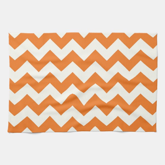 Paño De Cocina Naranja Cream Citrus Chevron ZigZag Stripes Regalo (Horizontal)