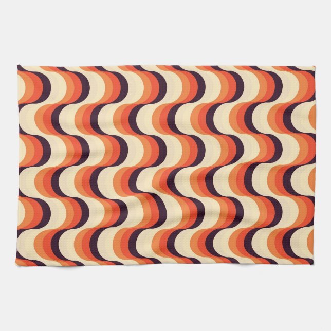 Paño De Cocina Naranja, crema, arte abstracto de los años 50 (Horizontal)