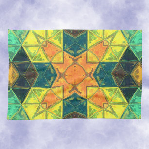 Paño De Cocina Naranja cuadrado de Kaleidoscope Mosaico amarillo