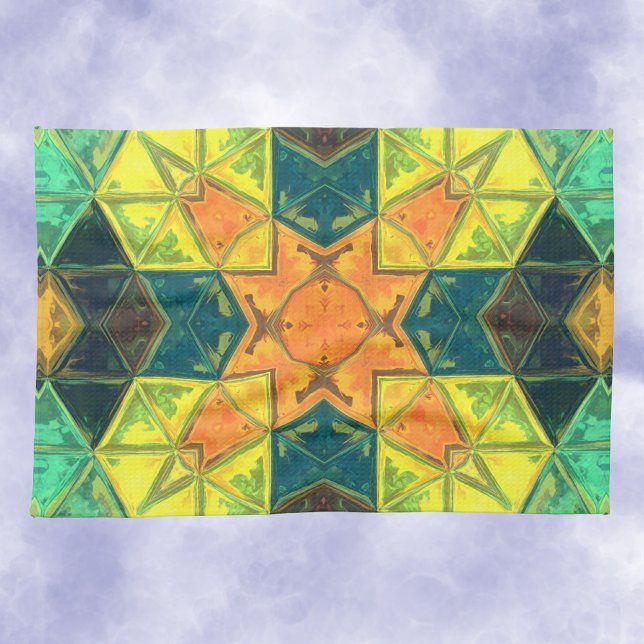 Paño De Cocina Naranja cuadrado de Kaleidoscope Mosaico amarillo  (Subido por el creador)