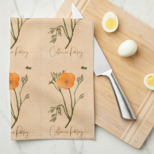 Paño De Cocina Naranja de amapola Flor Flor silvestre