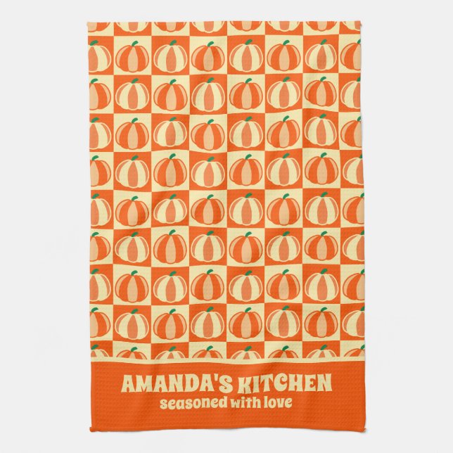 Paño De Cocina Naranja de calabaza ventilado Tartán Platos de Acc (Vertical)