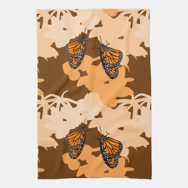 Paño De Cocina Naranja de Cute Pair de Mariposas Monarch (Vertical)