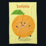 Paño De Cocina Naranja de danza dulce cítricos<br><div class="desc">¡Por diversión de frugalidad! Este feliz naranja es un lindo personaje de cítricos bailarín creado al adorable estilo personalizado.</div>