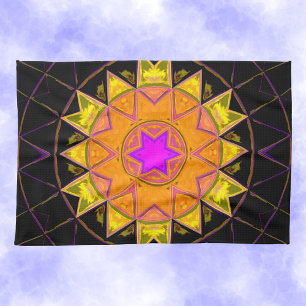 Paño De Cocina Naranja de flores Mosaic Kaleidoscope rosa y negro