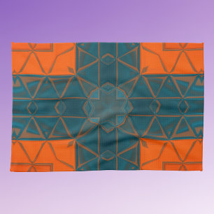 Paño De Cocina Naranja de la plaza Kaleidoscope y azul