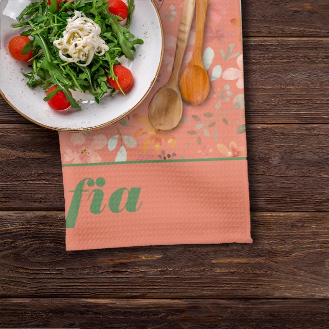 Paño De Cocina Naranja de nombres personalizados de patrón de boh (Subido por el creador)