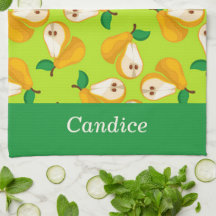 Naranja de nombres personalizados peras en verde