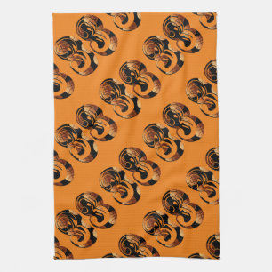 Paño De Cocina Naranja dimensional Número 33 de baloncesto negro,