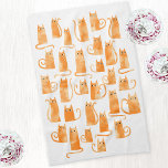 Paño De Cocina Naranja divertido Ginger Cat<br><div class="desc">Pequeños gatos naranjas de jengibre acuarelas divertidos. Arte original de Nic Squirrell.</div>