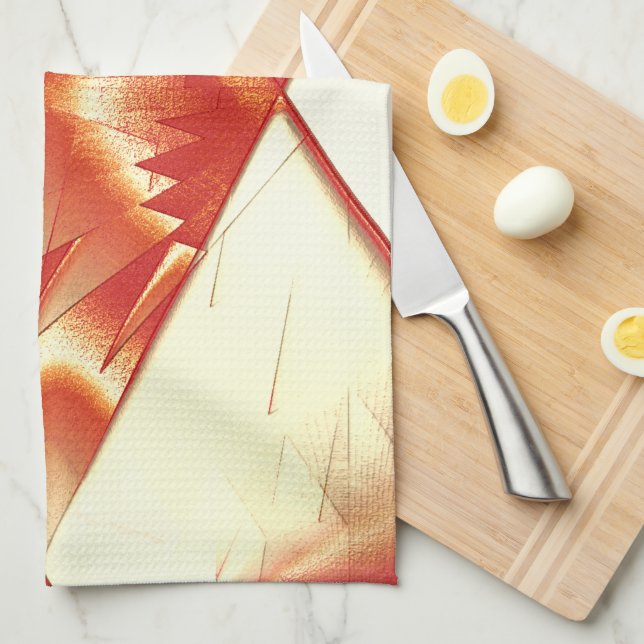 Paño De Cocina Naranja dorado al beige, extremo áspero digitaliza (Doblado Cuarto)