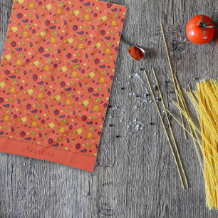 Paño De Cocina Naranja feliz del patrón de frutas y verduras