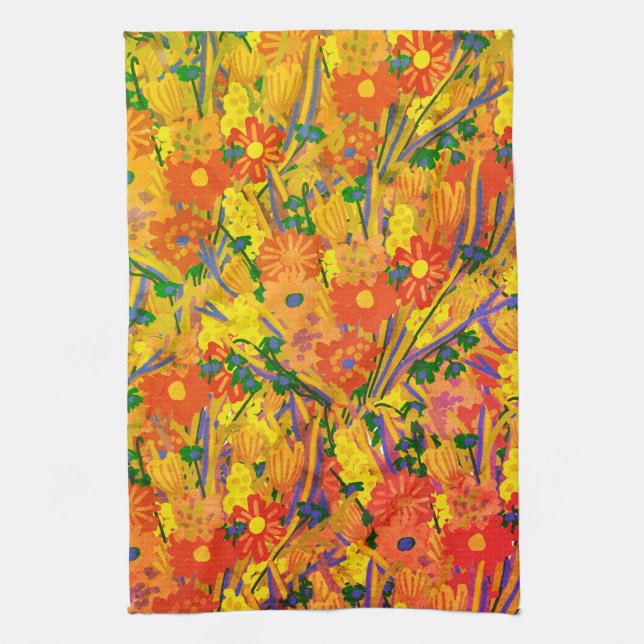 Paño De Cocina Naranja Floral Cheerful (Vertical)