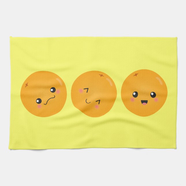 Paño De Cocina Naranja Kawaii Rodando (Horizontal)