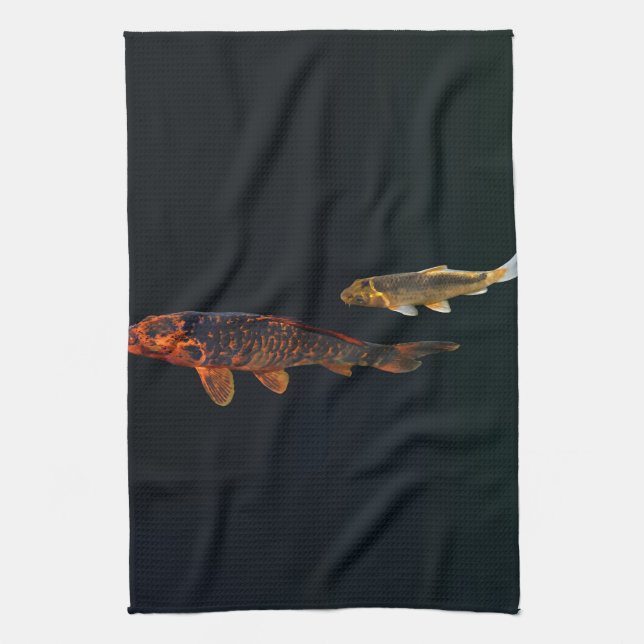Paño De Cocina Naranja Koi y Gold Koi (Vertical)