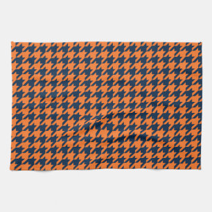 Paño De Cocina Naranja/marina de guerra Houndstooth