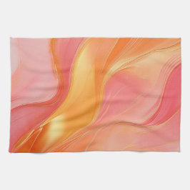 Paño De Cocina Naranja Moderna Rosa y Oro Abstracto de Lujo-