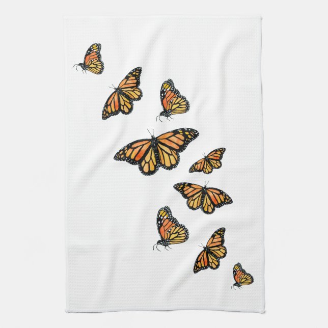 Paño De Cocina Naranja monarca mariposa naturaleza fauna (Vertical)