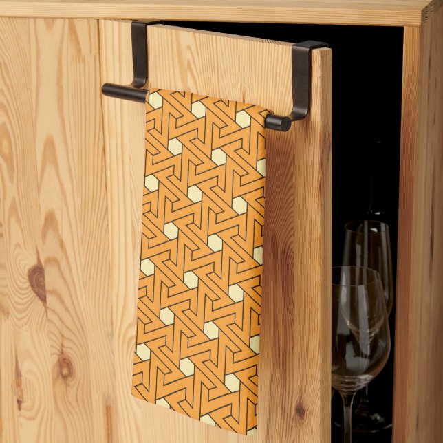 Paño De Cocina Naranja oriental Beige Triskelion Patrón egipcio (Pliegue de tercios)