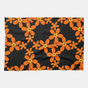 Paño De Cocina naranja retro de papel tapiz 1970