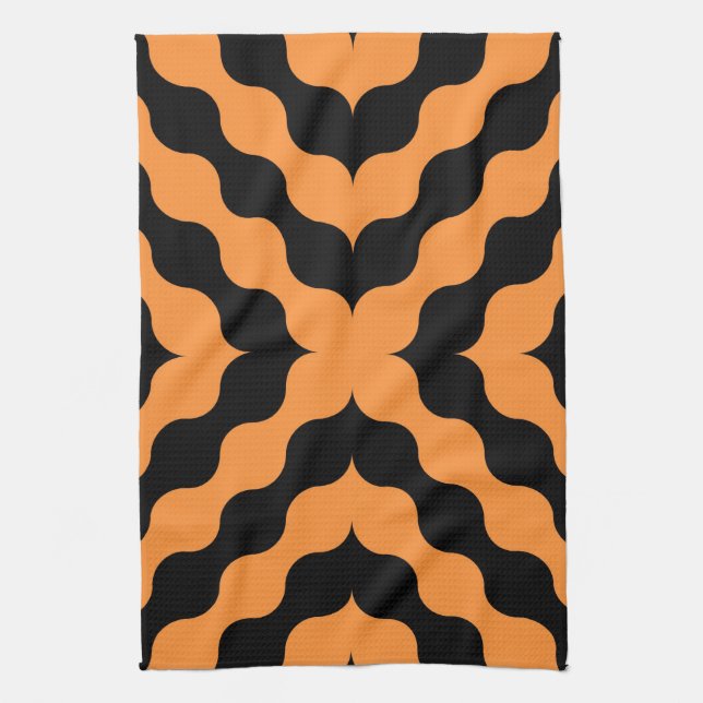 Paño De Cocina Naranja, retro negro sin problemas (Vertical)