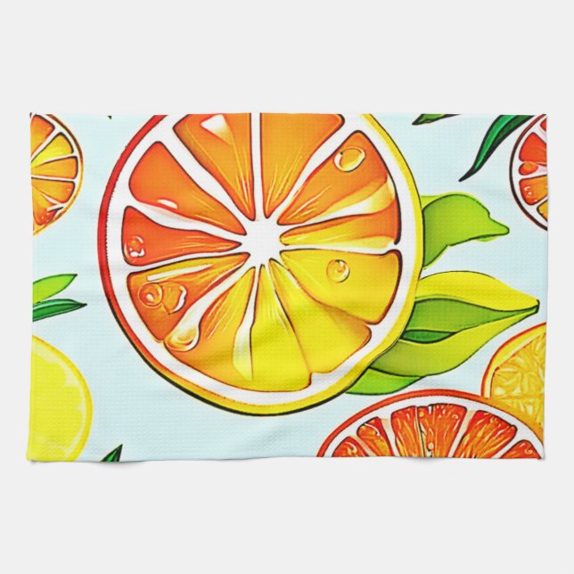 Paño De Cocina Naranja Slice: Arte Citrus (Horizontal)