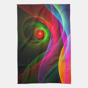 Paño De Cocina Naranja Verde Rojo Patrón de arte abstracto modern