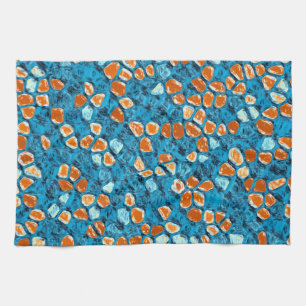 Paño De Cocina Naranja y arte abstracto azul