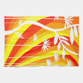 Paño De Cocina Naranja y botánico blanco