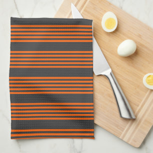 Paño De Cocina Naranja y carbón vegetal cinco rayas