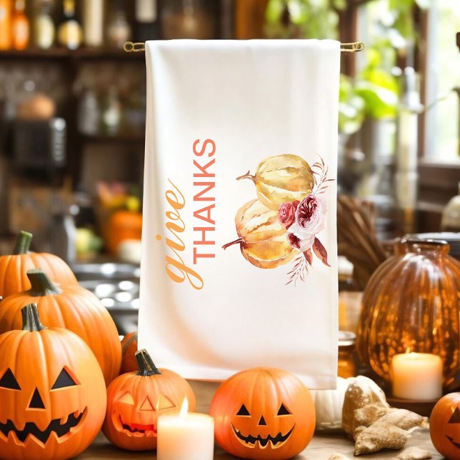 Paño De Cocina Naranja y Red de moda dan gracias y calabaza (Subido por el creador)