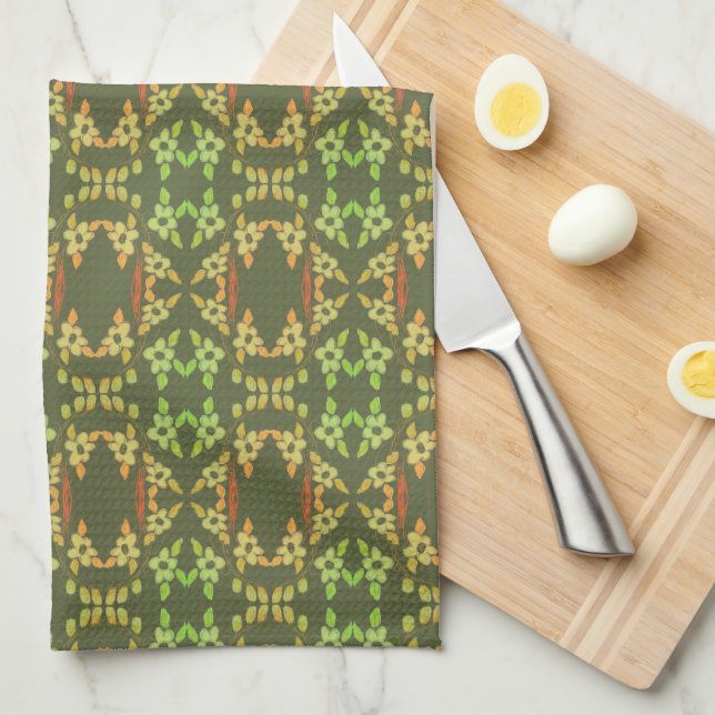 Paño De Cocina Naranja y verde (Doblado Cuarto)