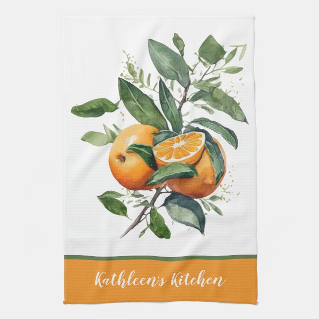Paño De Cocina Naranjas Personalizadas Frutas Verdor (Vertical)
