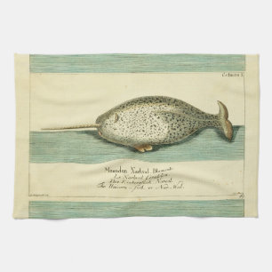 Paño De Cocina Narwhal Antiguo Whale Watercolor Arte Científico