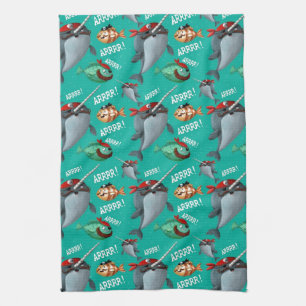 Paño De Cocina Narwhal y modelo del pirata de los pescados