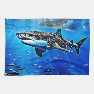 Paño De Cocina Natación gigante del tiburón de ballena oceánica
