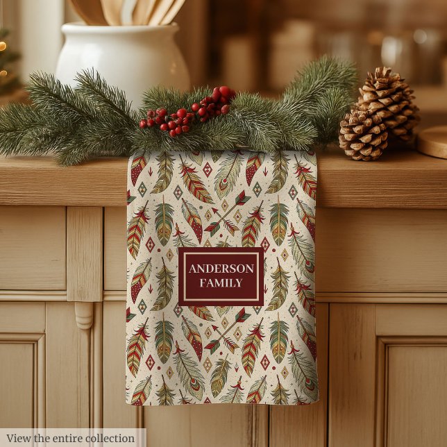 Paño De Cocina Native Tribal Kitchen Towel Custom Name Accent (Native Tribal Kitchen Towel Custom Name Accent)