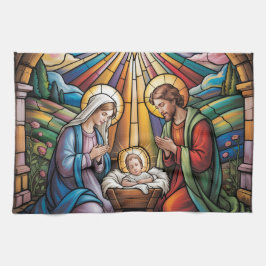 Paño De Cocina Nativity Stained Glass Art – Holy Family Christmas
