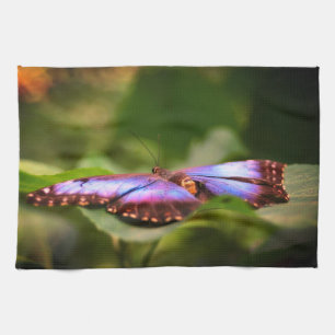Paño De Cocina Naturaleza de mariposa azul Tinta de cierre