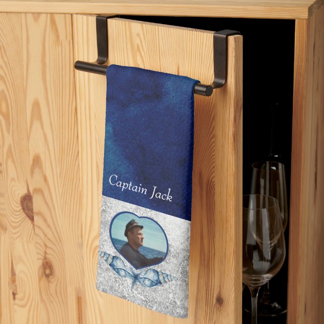 Paño De Cocina Náutica: la Marina con foto azul bombardea la acua (Pliegue de tercios)