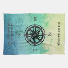 Paño De Cocina Náutica verde azulada del mar de Ombre