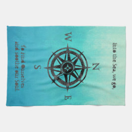 Paño De Cocina Náutica verde azulada del mar de Ombre