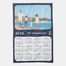 Nautical 2026 Calendar Family Photo Navy Blue