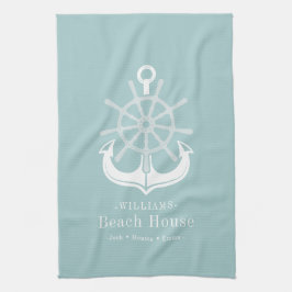 Paño De Cocina Nautical Anchor Family Name Beach House