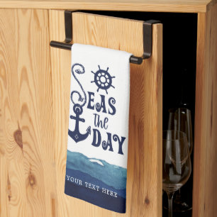 Paño De Cocina Nautical Anchor SEAS THE DAY Personalized