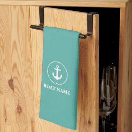 Paño De Cocina Nautical Bote Name Anchor Rope
