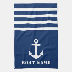 Paño De Cocina Nautical Classic Anchor Your Bot Name Navy Blue